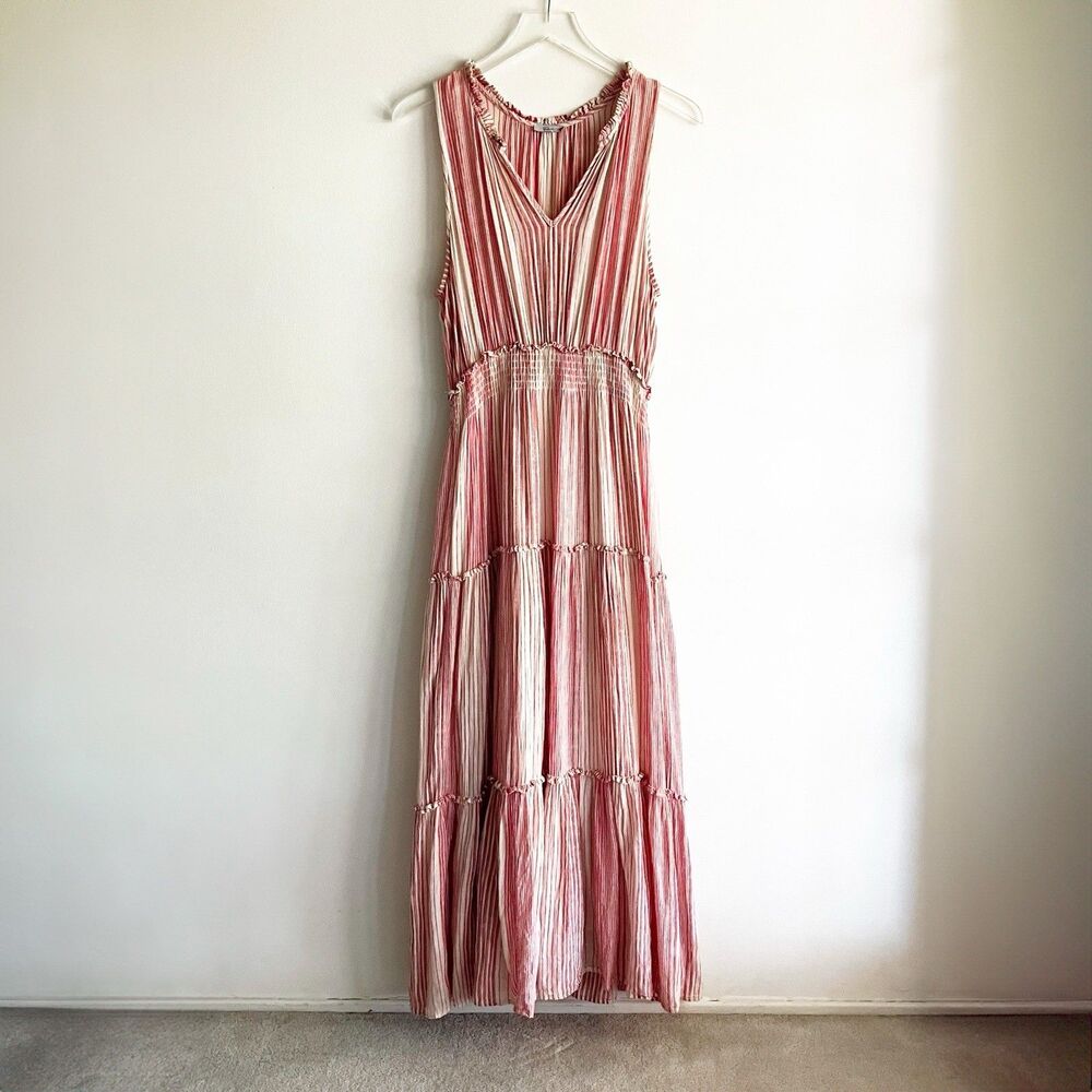 PLS READ Rails Size Large Lou Lou Salerno Stripe Maxi Dress Sleeveless Red